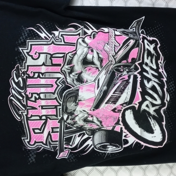 Small Ms Skull Crusher drag racing black and pink short sleeve tee - Picture 1 of 7